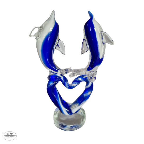 Glas Delfin MrkBl med Hjerte 21cm hj