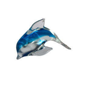 Glas Delfin Lys Bl 12cm lang