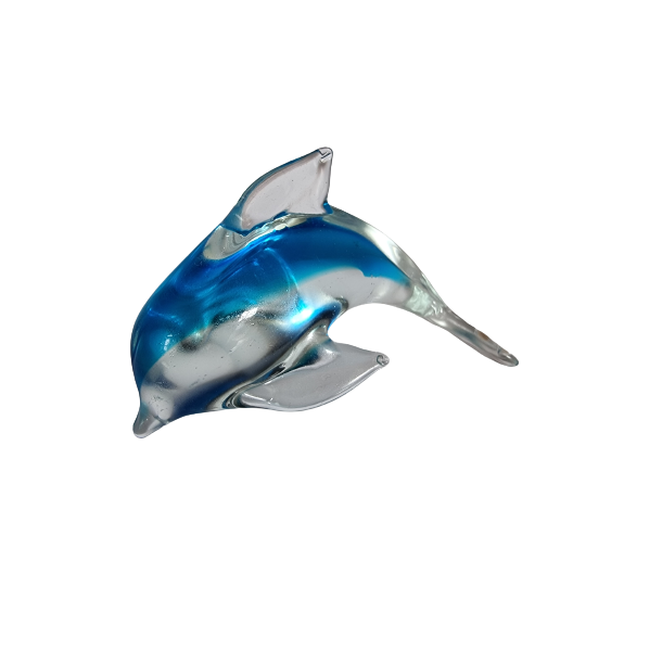 Glas Delfin Lys Bl 12cm lang