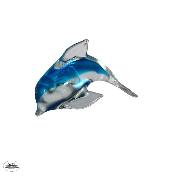 Glas Delfin Lys Bl 12cm lang