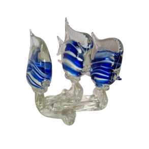 Glas Figur med 3 Fisk 25 cm h�j