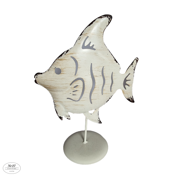 Fisk lavet i Metal creme farvet 24cm hj