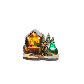 Jule hus 12cm m/LED lys