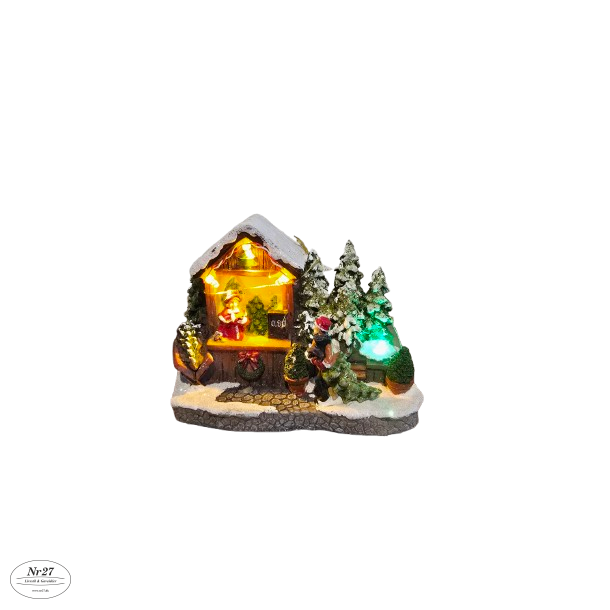 Jule hus 12cm m/LED lys