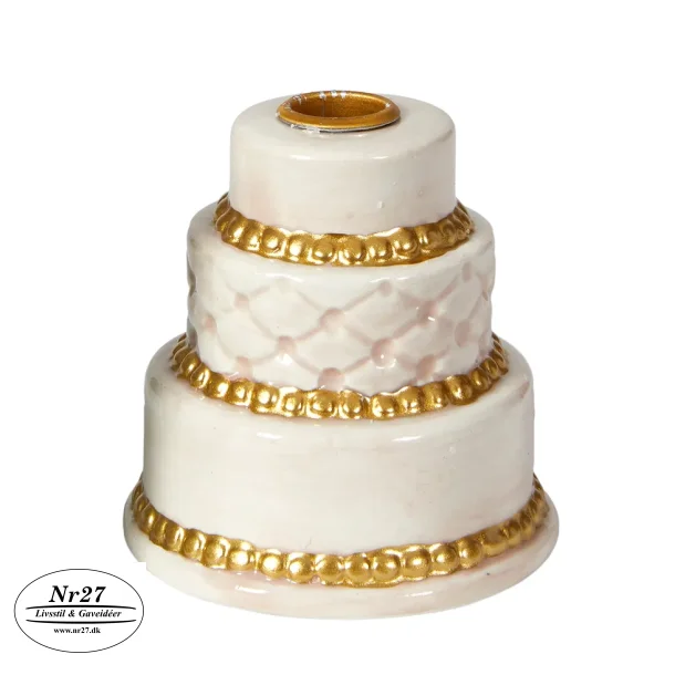 Lagkage i keramik til kertelys 6 cm hj