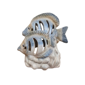 Fyrfads lysestage med bl fisk