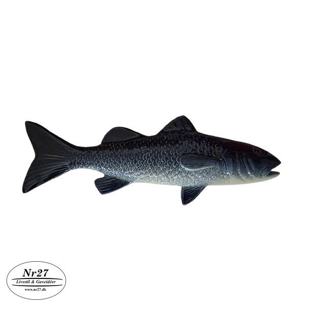 Keramik Fisk m�rkebl� 29cm