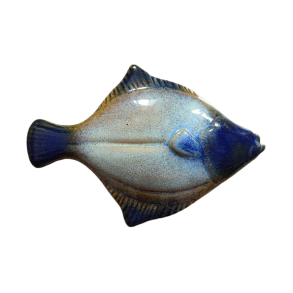 Flad Fisk i keramik lys 15cm