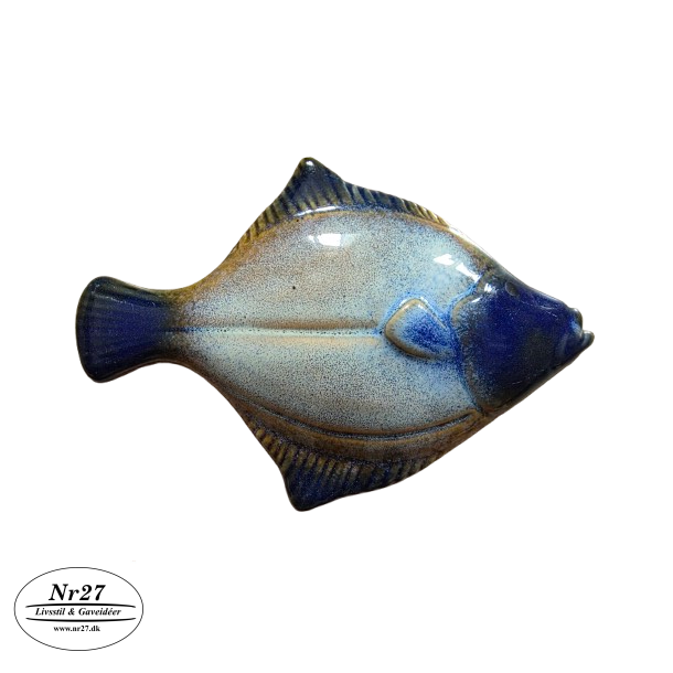 Flad Fisk i keramik lys 15cm