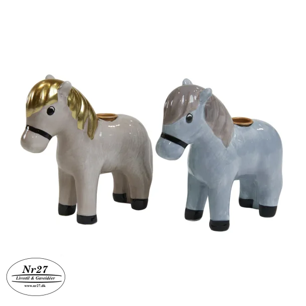 Hest i keramik til kertelys 10 cm hj