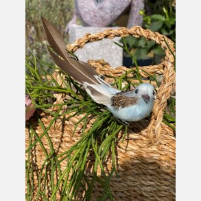 DEKO FUGL BL MED NATURHALE L14CM