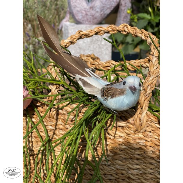 DEKO FUGL BL MED NATURHALE L14CM