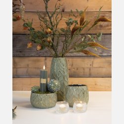 La Vida Miri vase Grn med guld H 32,5 D8 cm