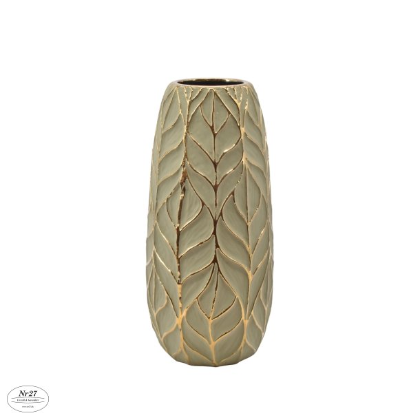 La Vida Miri vase Grn med guld H 32,5 D8 cm