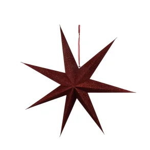 Julestjerne Rd med glitter og LED D 75cm