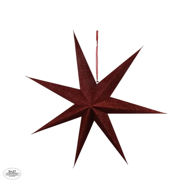 Julestjerne Rd med glitter og LED D 75cm