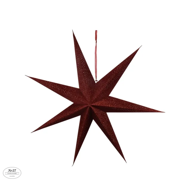 La Vida Julestjerne Rd med glitter og LED D 75cm