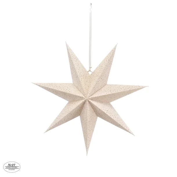 Julestjerne Hvid med glitter og LED D 45cm