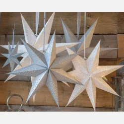 Julestjerne Slv med glitter og LED D 45cm