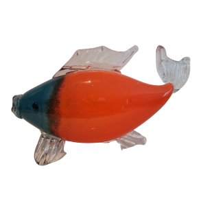 Glas Fisk i orange og bl� 21 cm h�j