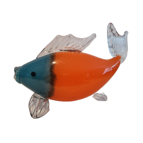 Glas Fisk i orange og bl� 19,5cm h�j