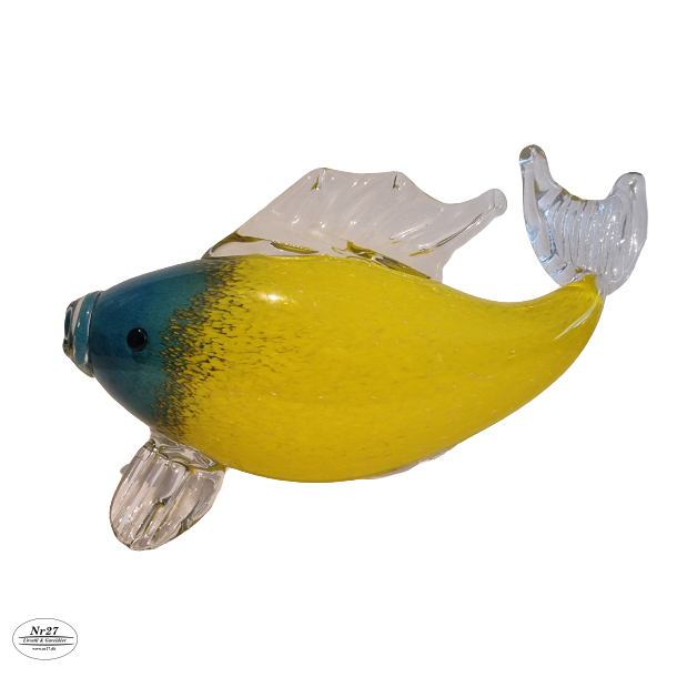 Glas Fisk i gul og bl 18 cm hj