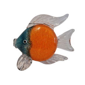 Glas Fisk i orange og bl� 17,5 cm h�j