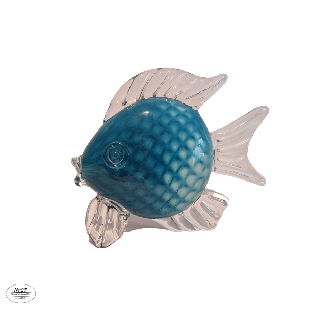 Glas Fisk i bl 17,5 cm hj