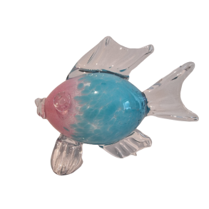 Glas Fisk i lysebl�/lyser�d 15cm h�j