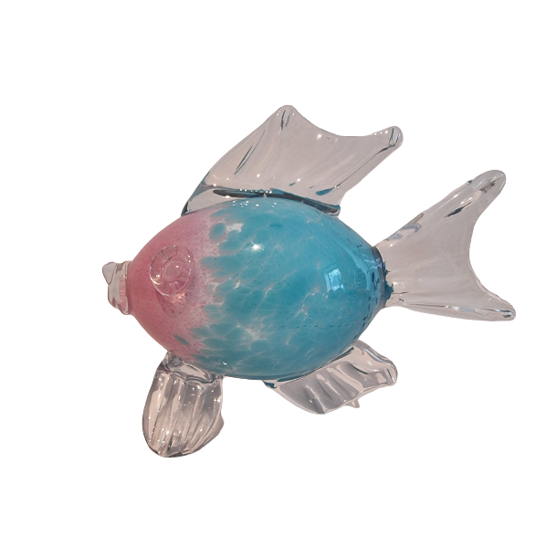 Glas Fisk i lysebl og lyserd 15 cm hj