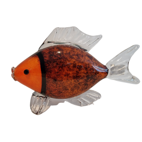 Glas Fisk i orange og sort 20 cm hj