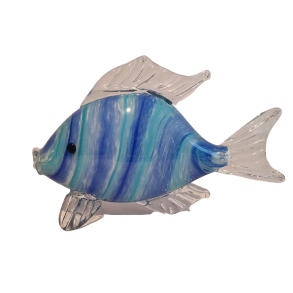 Glas Fisk i lysebl�/m�rkebl� 19cm h�j