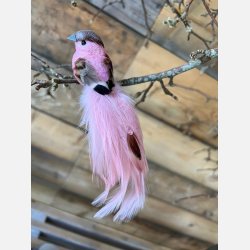 DEKO FUGL MED PERLE LYSERD L17CM