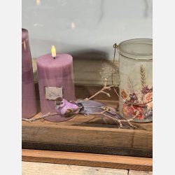 DEKO FUGL MED PERLE LILLA L17CM