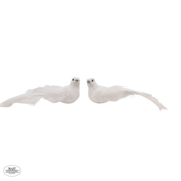 LA VIDA DEKO FUGLE HVID L17CM 2 STK