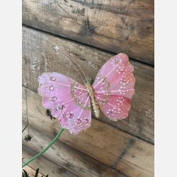 La Vida Deko sommerfugl rosa L9/W10 cm