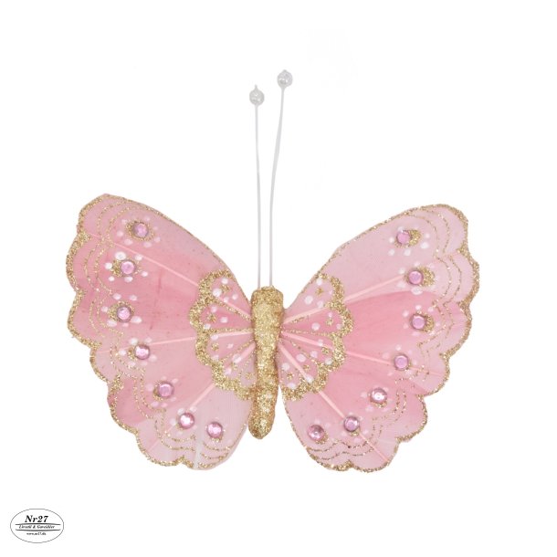 La Vida Deko sommerfugl rosa L9/W10 cm