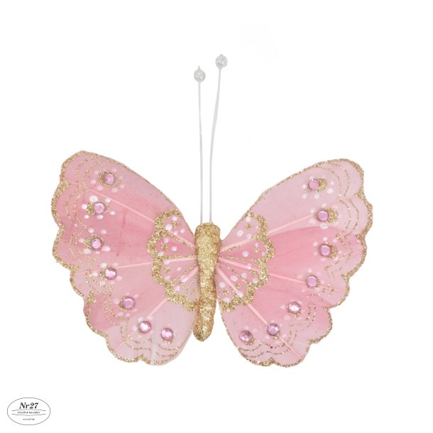 La Vida Deko sommerfugl rosa L9/W10 cm