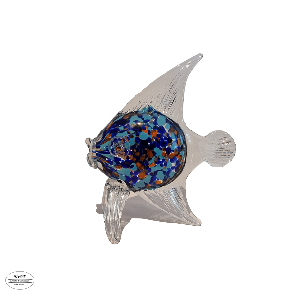 Glas Fisk i lysebl orange og lilla
