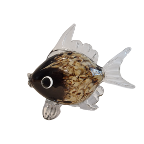 Glas Fisk i brun og klar glas 22 cm h�j