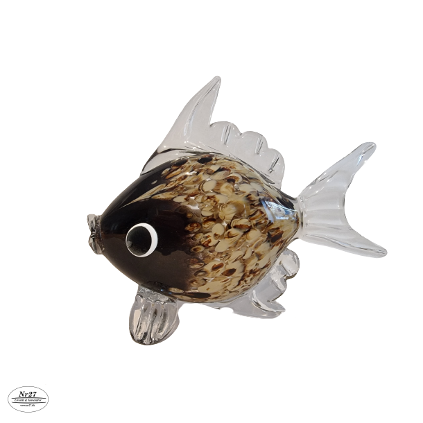 Glas Fisk i brun og klar glas 22 cm hj