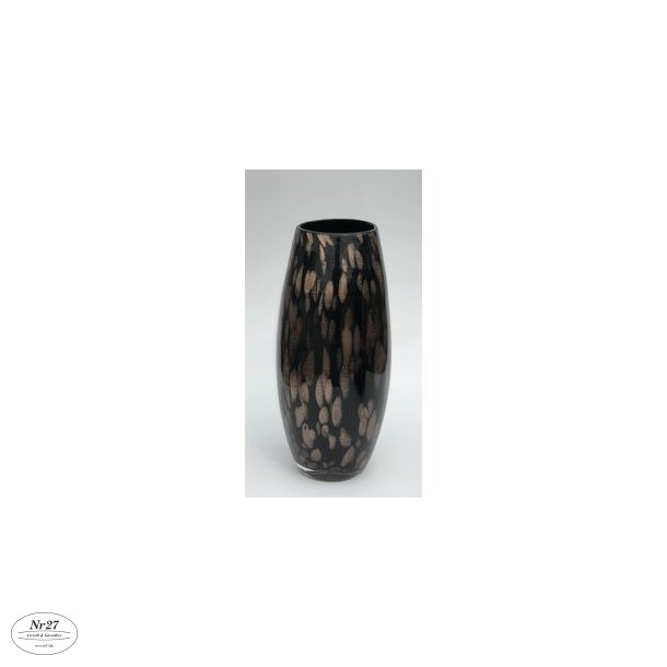 Glas Vase Sort/Kobber 26cm