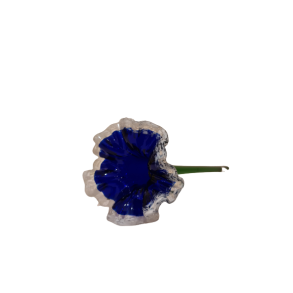 Glas Blomst M�rke Bl� med Hvid Krans