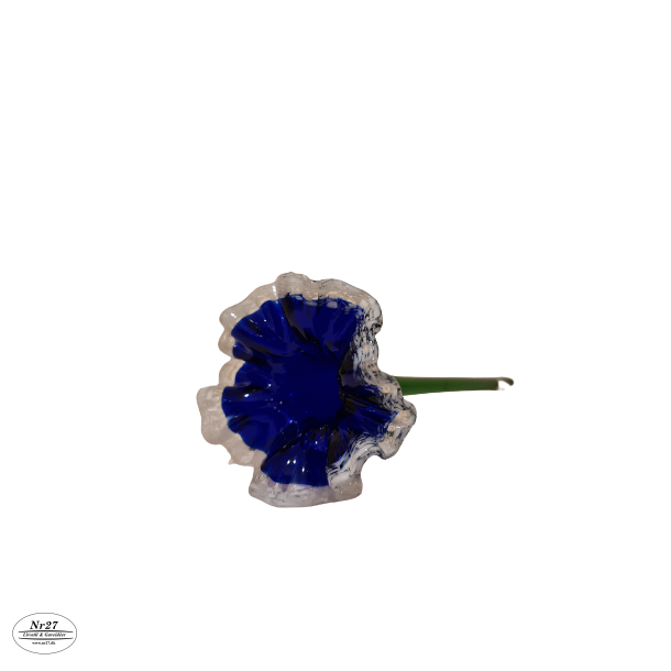 Glas Blomst Mrke Bl med Hvid Krans