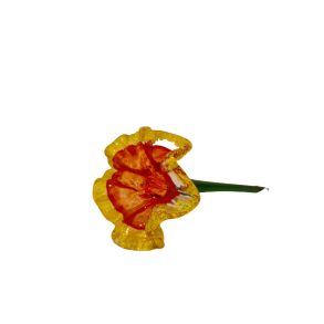 Glas Blomst Orange og R�d med Gul Krans