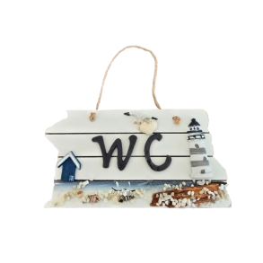 WC skilt i tr med fyrtrn
