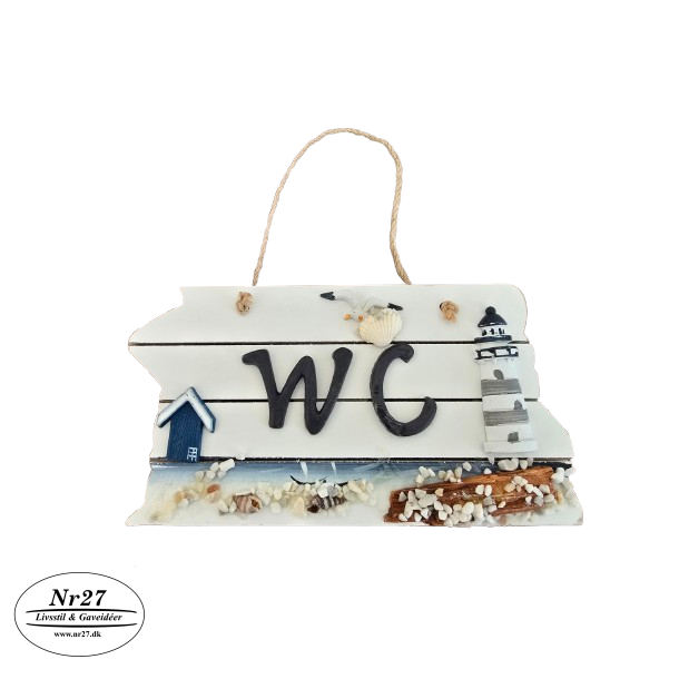 WC skilt i tr med fyrtrn