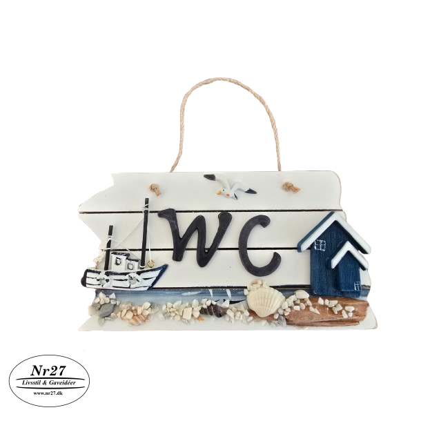 WC skilt i tr med hytte