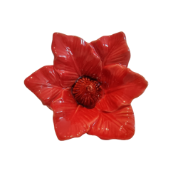 Blomst i rd keramik 9 x 13cm