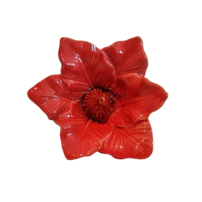 Blomst i rd keramik 9 x 13cm